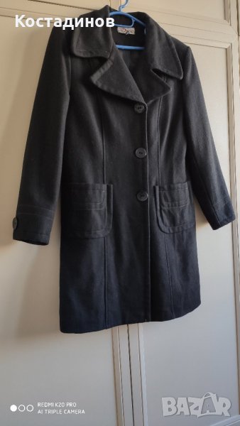 Зимно елегантно вълна черно палто, снимка 1