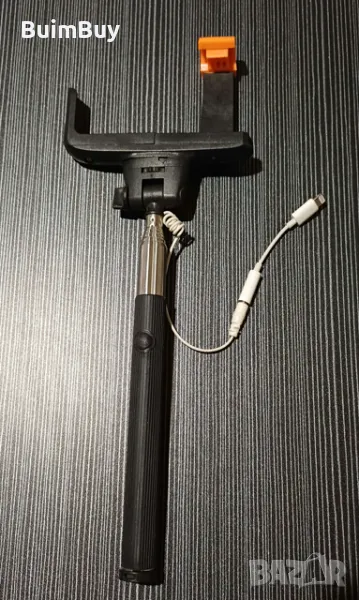 Селфи стик с вграден блутут бутон N-selfer, Черен, снимка 1