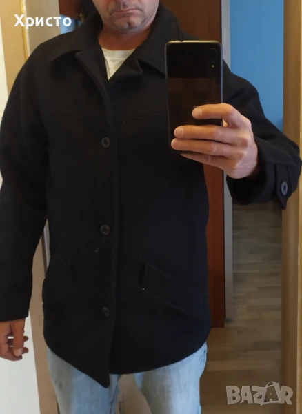 Мъжко черно палто, снимка 1