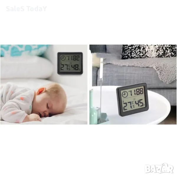 ЧАСОВНИК С ТЕРМОМЕТЪР И ХИДРОМЕТЪР, снимка 1