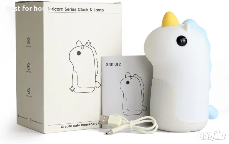  LED детска нощна лампа с будилник, еднорог Annmore, снимка 1