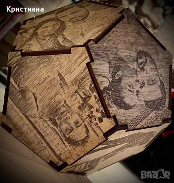 Дървен албум с 12 Ваши снимки, гравирани на дърво, снимка 1