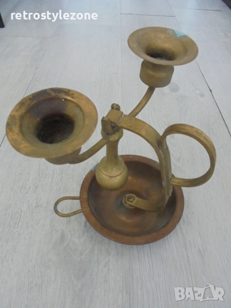 № 8226 Стар корабен свещник с две рамена  , снимка 1