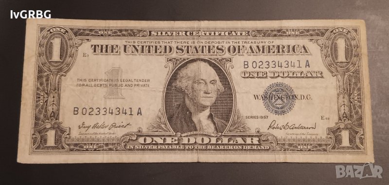 1 долар САЩ 1957 СИН ПЕЧАТ SILVER CERTIFICATE  Банкнота от САЩ , снимка 1