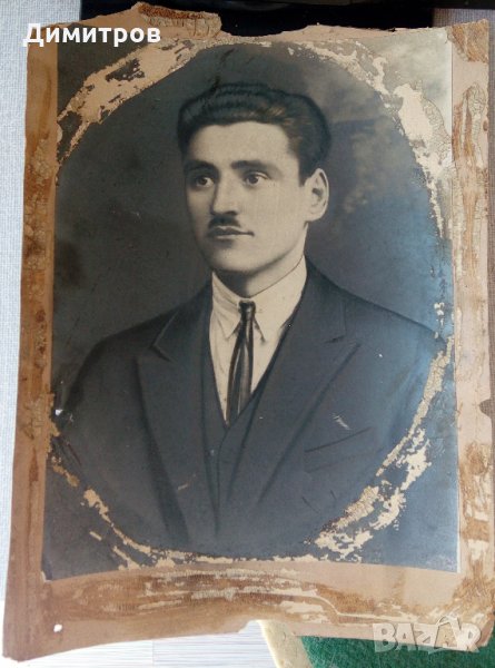 Стара ретро снимка голям формат портрет черно-бяла, снимка 1