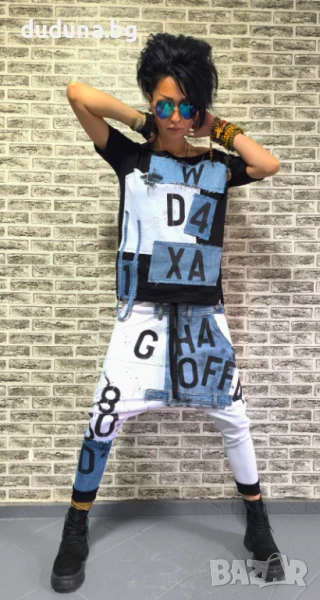 Страхотен дамски сет потури и тениска с деним!, снимка 1