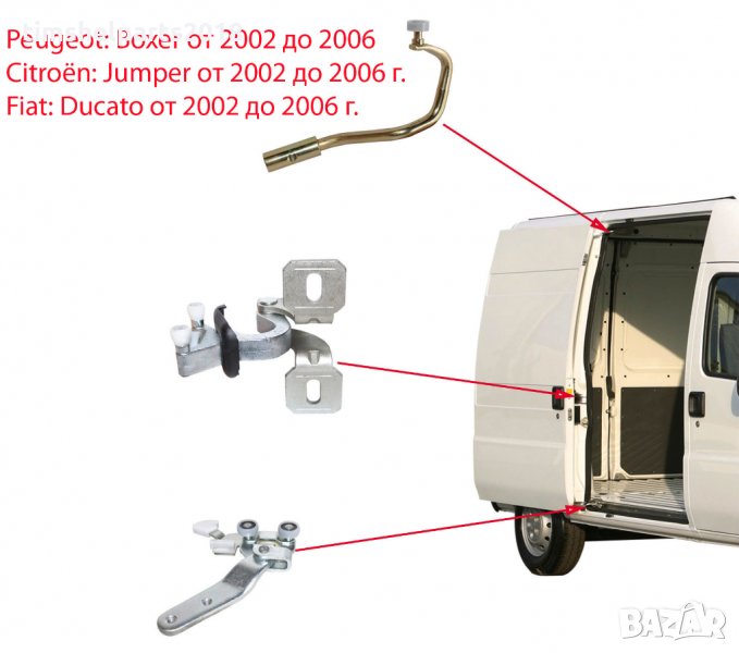 3 броя Обтегачи за плъзгаща врата Fiat Ducato Peugeot Boxer Jumper от 2002 до 2006 година, снимка 1