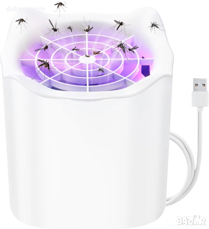 USB електрическа лампа против комари с UV светлина и вентилатор, снимка 1