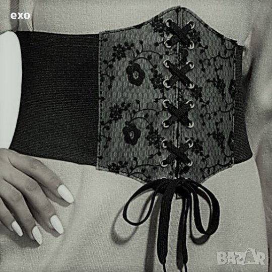 Черен колан корсет, Ширoк колан, Ластичен колан, Черен корсет, снимка 1