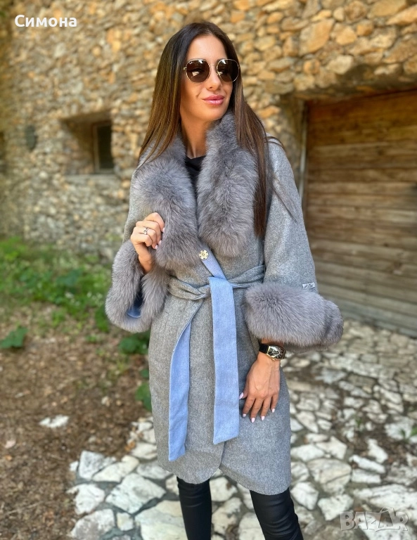 Нови палта от алпака вълна с естествен косъм лисица, снимка 1