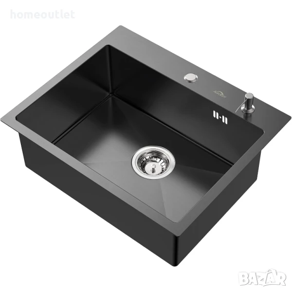 ПРОМОЦИЯ Кухненска мивка от неръждаема стомана с нано покритие в черно  AURALUM JZF0603 , снимка 1