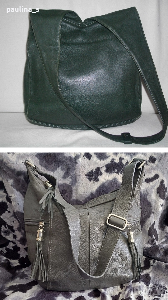 Два различни броя / Зелена чанта "Fausto Santini" и Сива от Турция / естествена кожа , снимка 1