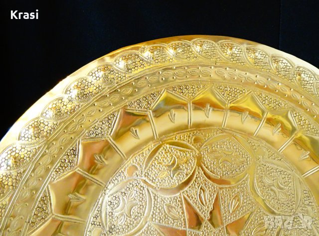 Персийски бронзов поднос,плато,синия,маркиран, снимка 2 - Антикварни и старинни предмети - 27920081