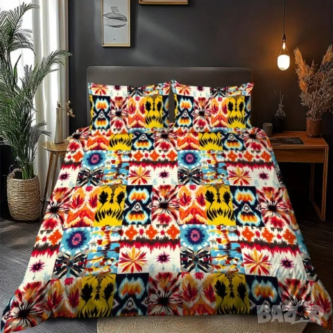 Нов 100% памук спален комплект ( бохо стил ), снимка 2 - Спално бельо - 51769732