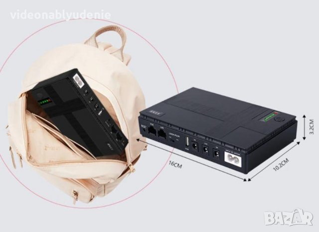 Мини Зарядно Батерия 10400mAh 18W/36W DC UPS Powerbank Station Backup 5V2А/9V/12V USB PoE Захранване, снимка 5 - IP камери - 38874198