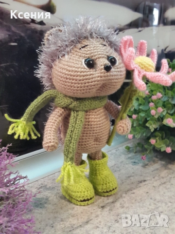 Плетена играчка ”Таралеж с лайка”, Плетени, ръчно изработени, прекрасен подарък, снимка 7 - Плюшени играчки - 52509936