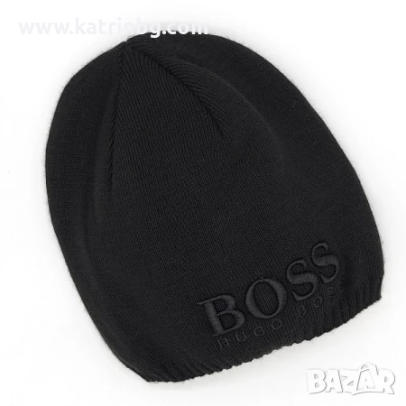 Мъжка зимна шапка без подгъв в черно с релефна бродерия Код на продукта:MSHA-01