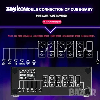 Cube Baby Мулти-ефектен китарен педал с забавяне, хорус, фазер и реверберация, снимка 3 - Китари - 53196220