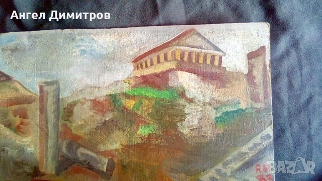 Акропола маслена картина 1983 г подписана , снимка 2 - Картини - 38684995