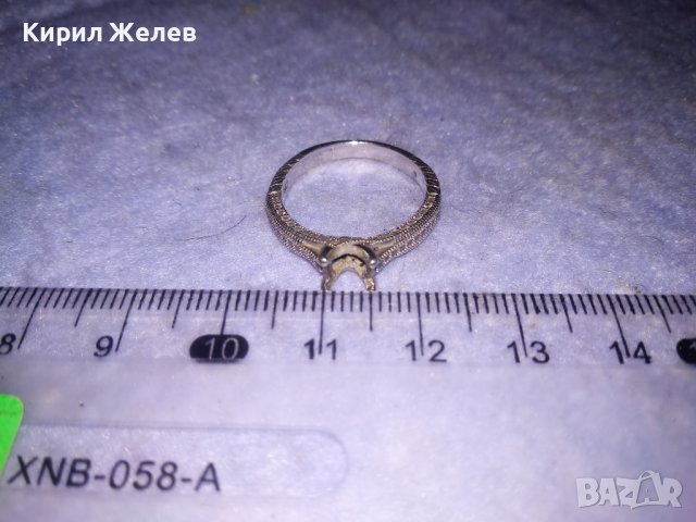 ГОДЕЖЕН СРЕБЪРЕН ПРЪСТЕН СРЕБРО 925 с БЯЛА ПОЗЛАТА и ЦИРКОНЧЕТА с ГНЕЗДО за ВГРАЖДАНЕ на КАМЪК 36475, снимка 3 - Пръстени - 39643113