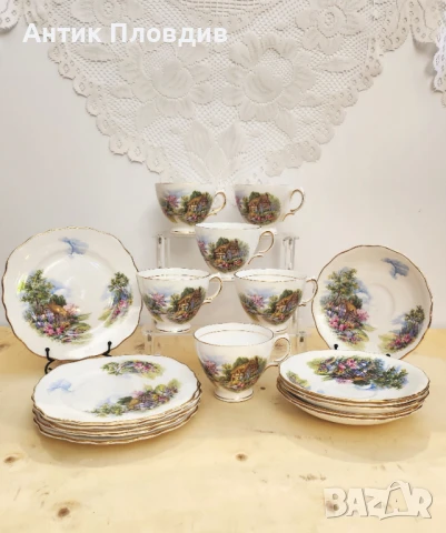 Чаен сервиз Royal Vale с английски пейзажи за 6 души, снимка 12 - Сервизи - 50780007