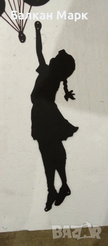 Метална фигура за стена – „Момиче с балони“-декорация, снимка 4 - Декорация за дома - 53248004