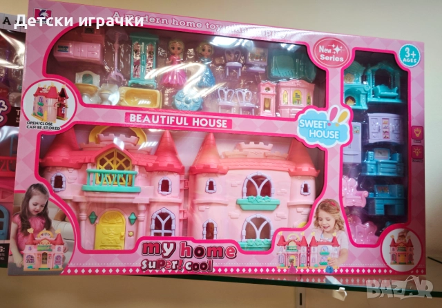 Къщa зa ĸyĸли замък с Елза и Ана с мебели, със светлини и звуци 