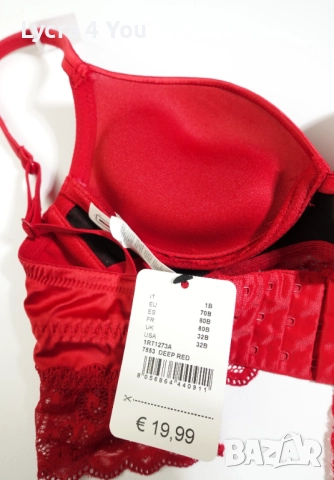 Tezenis 70B сутиен в червен наситен цвят, снимка 6 - Бельо - 52701099