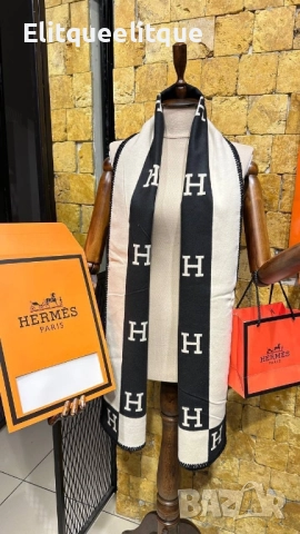 шалове 100% Кашмир 2 лица hermes, снимка 4 - Шалове - 52240827