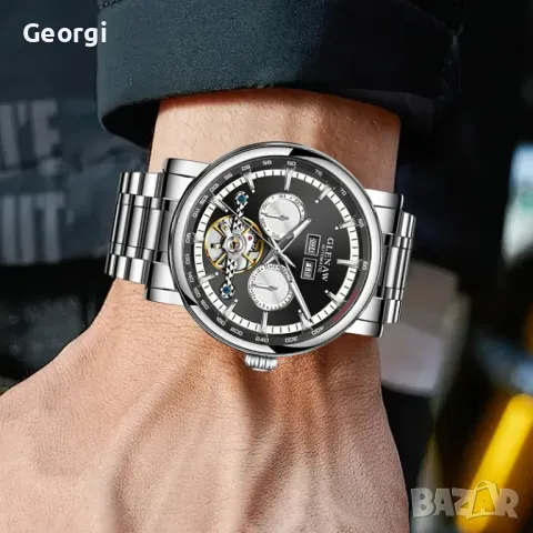 Мъжки Автоматичен, Класически GLENAW часовник* Стоманен металик!, снимка 3 - Мъжки - 49416250