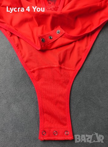 M/L ново с етикет дамско червено боди с ликра и тюл, снимка 9 - Бельо - 40841449