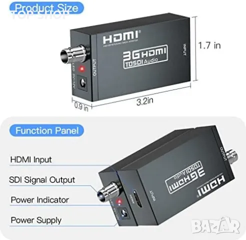 Нов Преобразувател HDMI към HD-SDI 2.970Gbit/s Стабилен Метален Корпус, снимка 4 - Друга електроника - 49498043