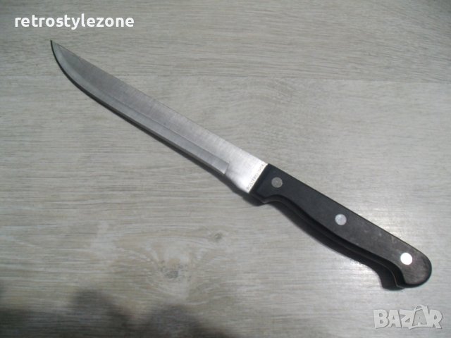 № 7240 стар нож   - домакински   - inox , rostfrei  - дължина 32 см , острие 19,5 см , дебелина 2 мм, снимка 2 - Прибори за хранене, готвене и сервиране - 42946839