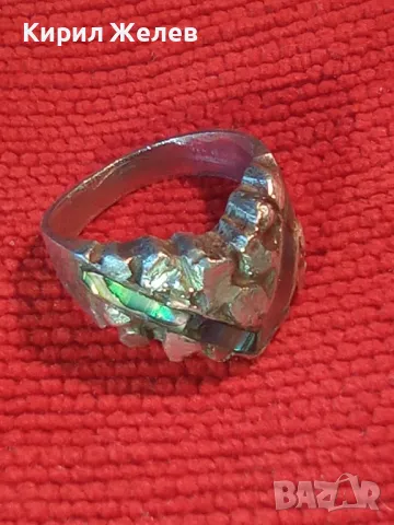 СТАР АРТ НУВО СТИЛ СРЕБЪРЕН ПРЪСТЕН СРЕБРО ВИСОКА ПРОБА ИНКРУСТИРАН РЪЧНО с КРАЛСКИ СЕДЕФ 41203, снимка 15 - Антикварни и старинни предмети - 50023756