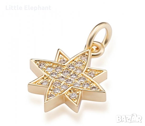 Висящ елемент златна звезда с камъни/нов, снимка 1 - Колиета, медальони, синджири - 28399433