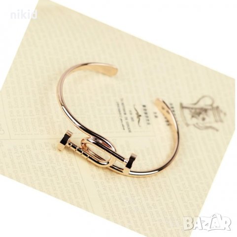 2 пирона пирони пирон златиста сребриста отворена твърда гривна , снимка 2 - Гривни - 28863121