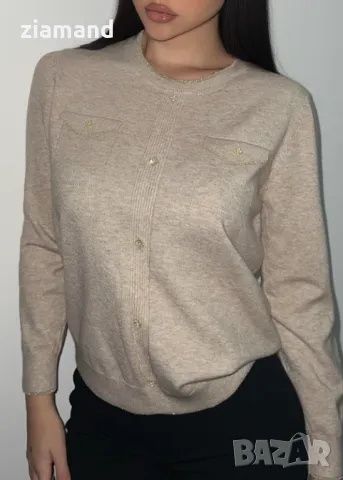 Дамска бежова блуза детелини, снимка 3 - Блузи с дълъг ръкав и пуловери - 48042783