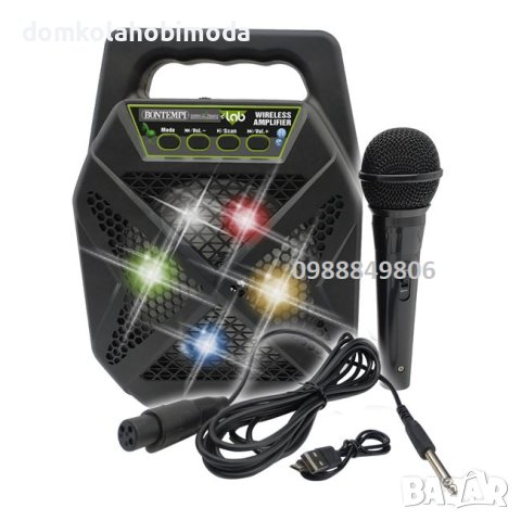 Караоке машина с микрофон,USB кабел, акумулаторна батерия, слот за USB