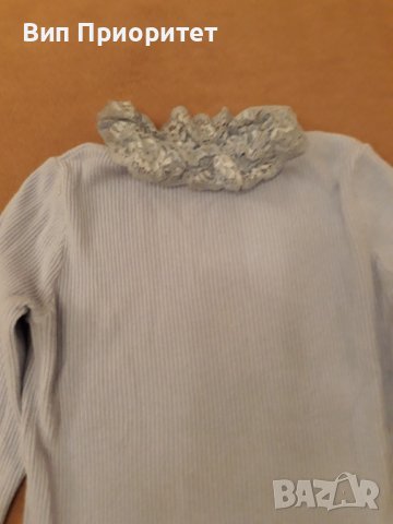 Италианска плетена светло синя блузка с дълъг ръкав , изчистена отпред и отзад и с ефектна дантелена, снимка 17 - Блузи с дълъг ръкав и пуловери - 39217923