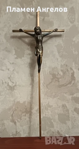 Стар бронзов кръст със разпятие, снимка 2 - Антикварни и старинни предмети - 51161066