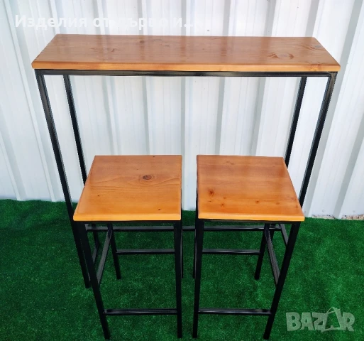 Железни бар маси и столове комбинация с дърво , снимка 2 - Маси - 51102672