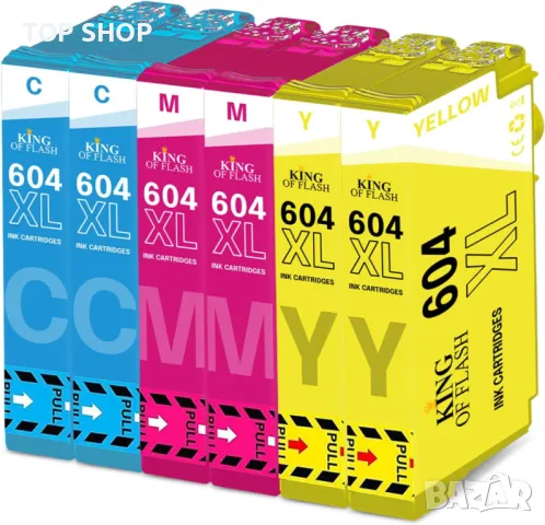 Касети с мастило KING OF FLASH 604XL за Epson 604 XL, 6 броя