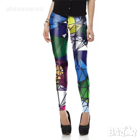  Нов моден щампован дамски клин 3D цветни флуоресцентни стилни клинове за жени и момичета, снимка 3 - Клинове - 50418778