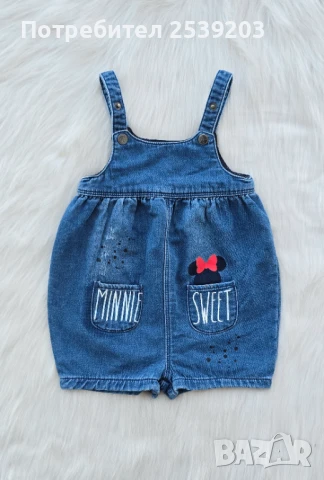 Детски дънков гащеризон Мини Маус 6-9-12месеца, снимка 6 - Бебешки гащеризони - 50815030