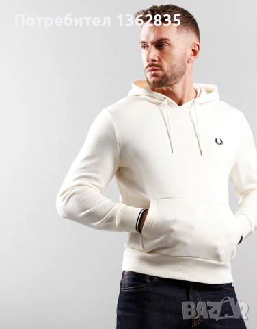 НОВ оригинален бял / екрю суичър горнище FRED PERRY размер S от Англия