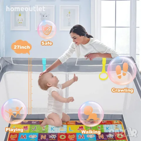 ПРОМОЦИЯ Текстилна детска кошара за игра TENCKAT X001QDF7XX, снимка 4 - Кошарки - 48866297