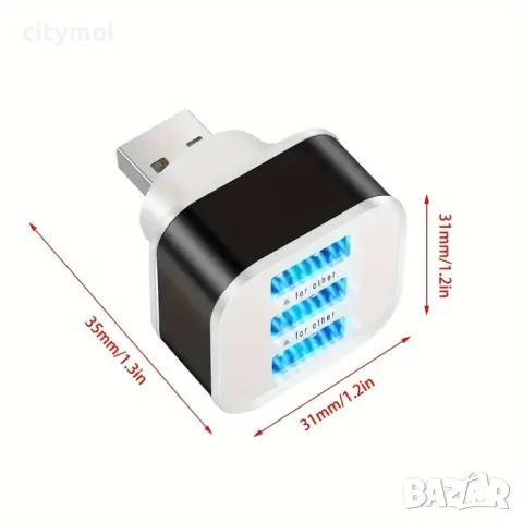3 портов USB мини хъб, LED, снимка 2 - Други - 47509671