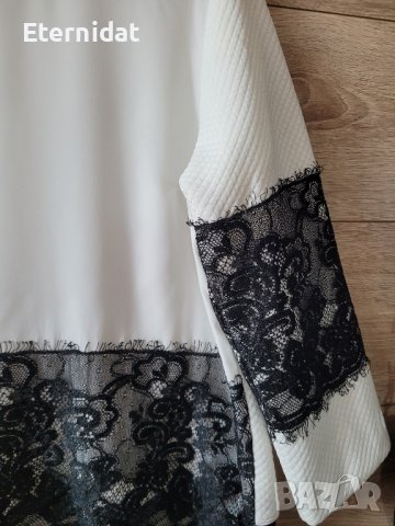 Бяла блуза с дантела , снимка 4 - Блузи с дълъг ръкав и пуловери - 43961535