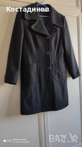 Зимно елегантно вълна черно палто, снимка 1