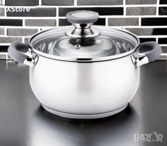 Тенджера Voltz, различна съвместимост, сиви/червени дръжки, Неръждаема стомана, снимка 2 - Съдове за готвене - 52507656